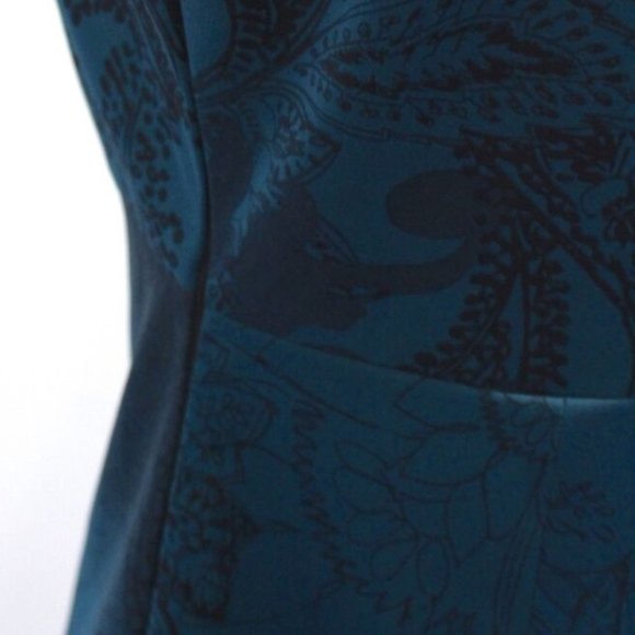 NWT Tahari Black Teal Paisley Burnout Sleeveless Dress Size 8 Sheath - Picture 5 of 8